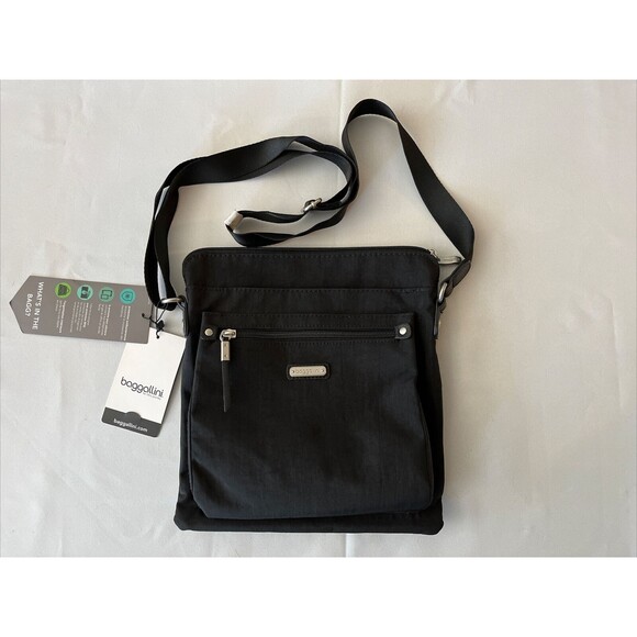 BAGGALLINI Crossbody Women’s Black Go Bagg With RFID Wristlet Long Adj Strap NWT - Picture 1 of 16